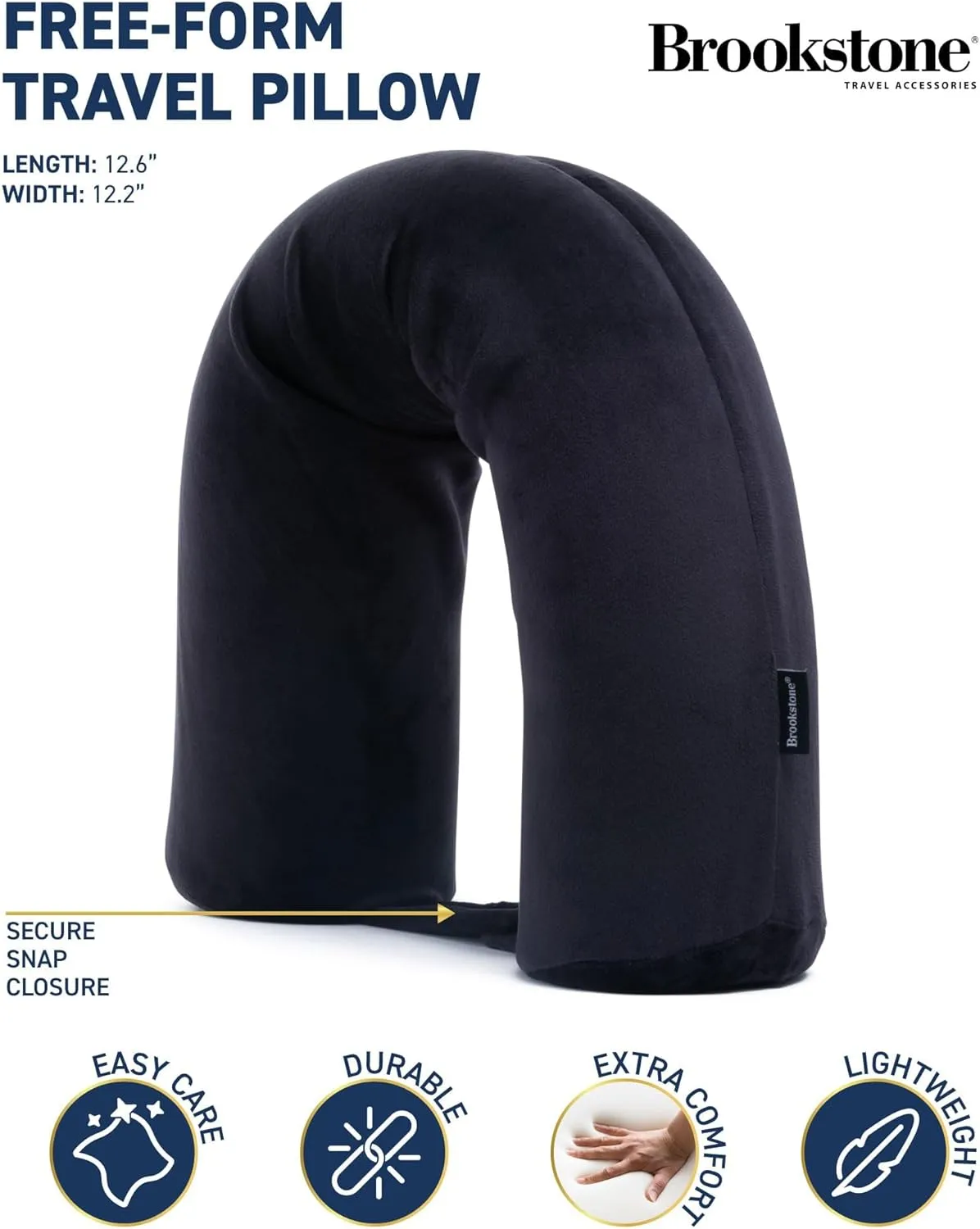 Brookstone Free Form Travel Pillow - Lightweight Flexible Memory Foam Travel Neck Pillow for Sleeping, Car, Airplane & Travel Support, Size: One Size, Black