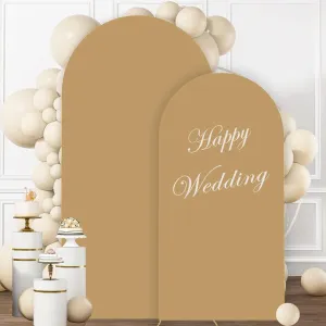 Brown Arch Covers 7.2 and 6ft Spandex Arch Cover Khaki Wedding Arch Cover Set of 2 Tan Colored Arch Cover Khaki Arch Backdrop Covers for Arches for Baby Shower Party Banquet Arch Abor Decor