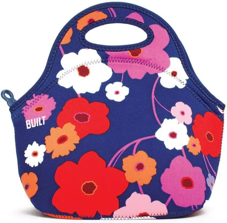Built Gourmet Getaway Neoprene Lunch Bag - Insulated, Reusable, & Machine-Washable Lunch Tote for Hot and Cold Food Storage, Lightweight & Reusable - One Size (Lush Flower)