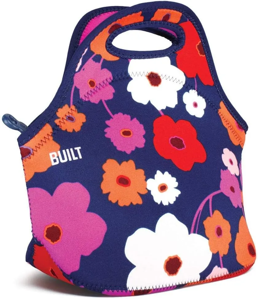 Built Gourmet Getaway Neoprene Lunch Bag - Insulated, Reusable, & Machine-Washable Lunch Tote for Hot and Cold Food Storage, Lightweight & Reusable - One Size (Lush Flower)