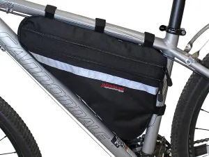 Bushwhacker Fargo Black Large Triangle Bicycle Frame Bag with Reflective Trim – Cycling Pack for Under Seat and Top Tube – Front and Rear Accessories for Crossbar Bike Storage