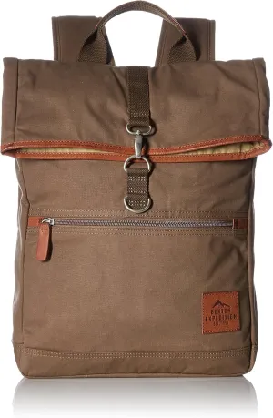 Buxton Men's Expedition Ii Huntington Gear Fold-Over Canvas Backpack, Olive, One Size