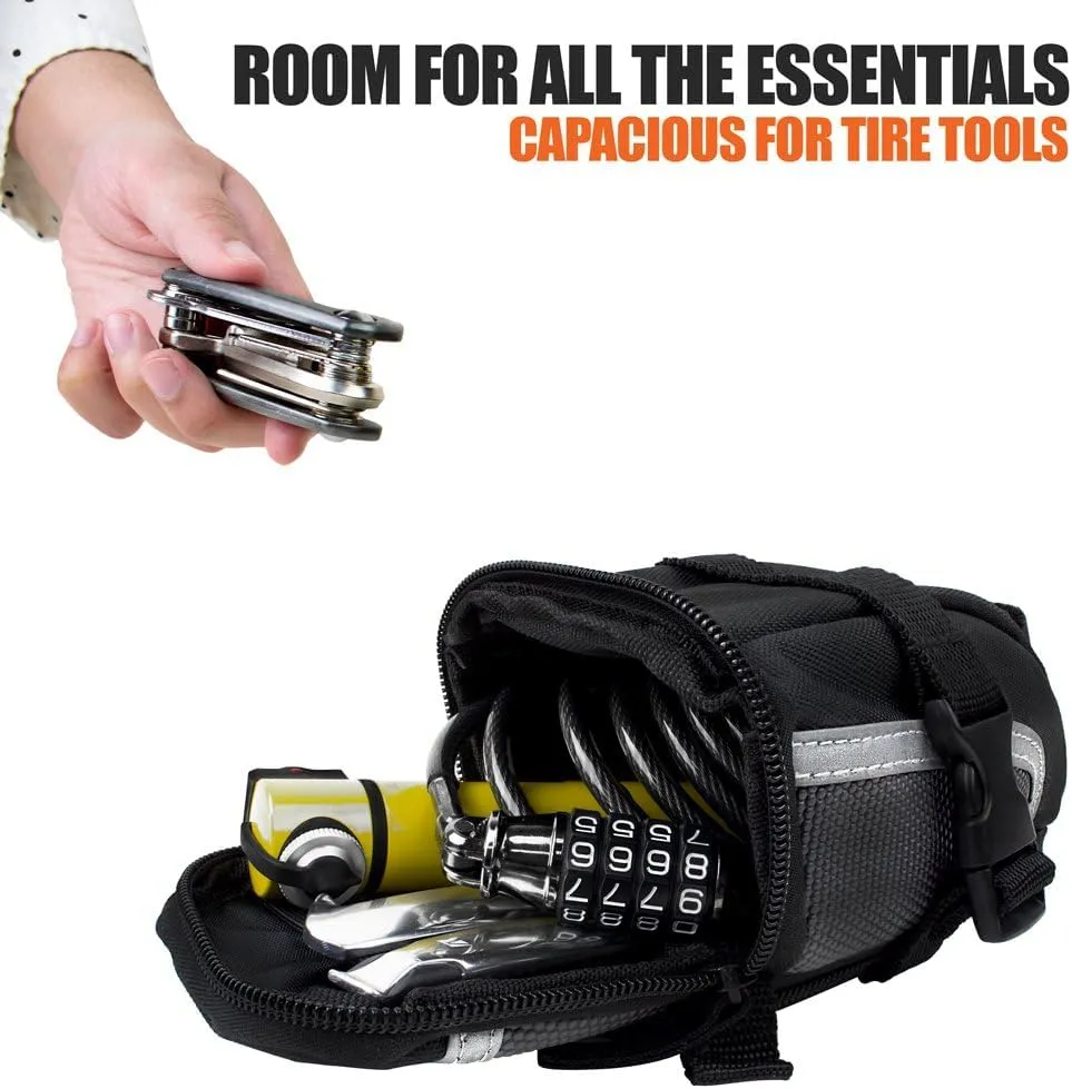 BV Bicycle Strap-On Saddle Bag with perfect Size I With reflective for a Safety ride I Seat Bag, Cycling Bag - Bike Bag for all our essentials, bike bags for bicycles, bike seat bag
