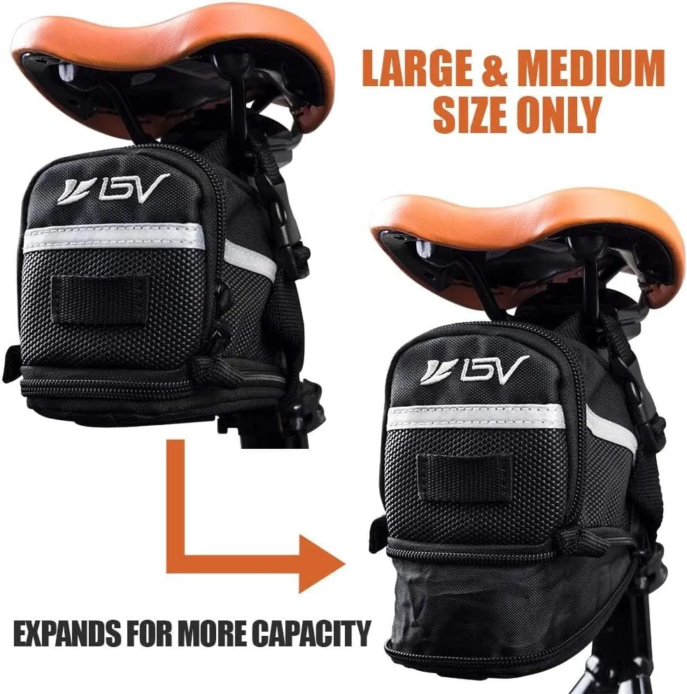 BV Bicycle Strap-On Saddle Bag with perfect Size I With reflective for a Safety ride I Seat Bag, Cycling Bag - Bike Bag for all our essentials, bike bags for bicycles, bike seat bag