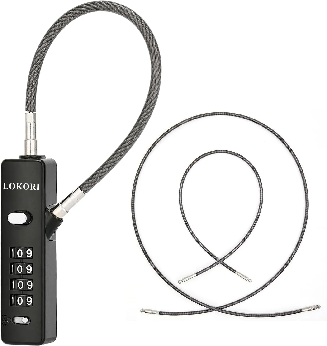 Cable Locks with Combination, 3 Interchangeable Locking Cables with 4 Digit Combination Lock, Wide Use for Security Link to Bike, Gate, Fence, Travel Luggage, Cabinet
