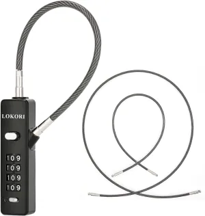 Cable Locks with Combination, 3 Interchangeable Locking Cables with 4 Digit Combination Lock, Wide Use for Security Link to Bike, Gate, Fence, Travel Luggage, Cabinet
