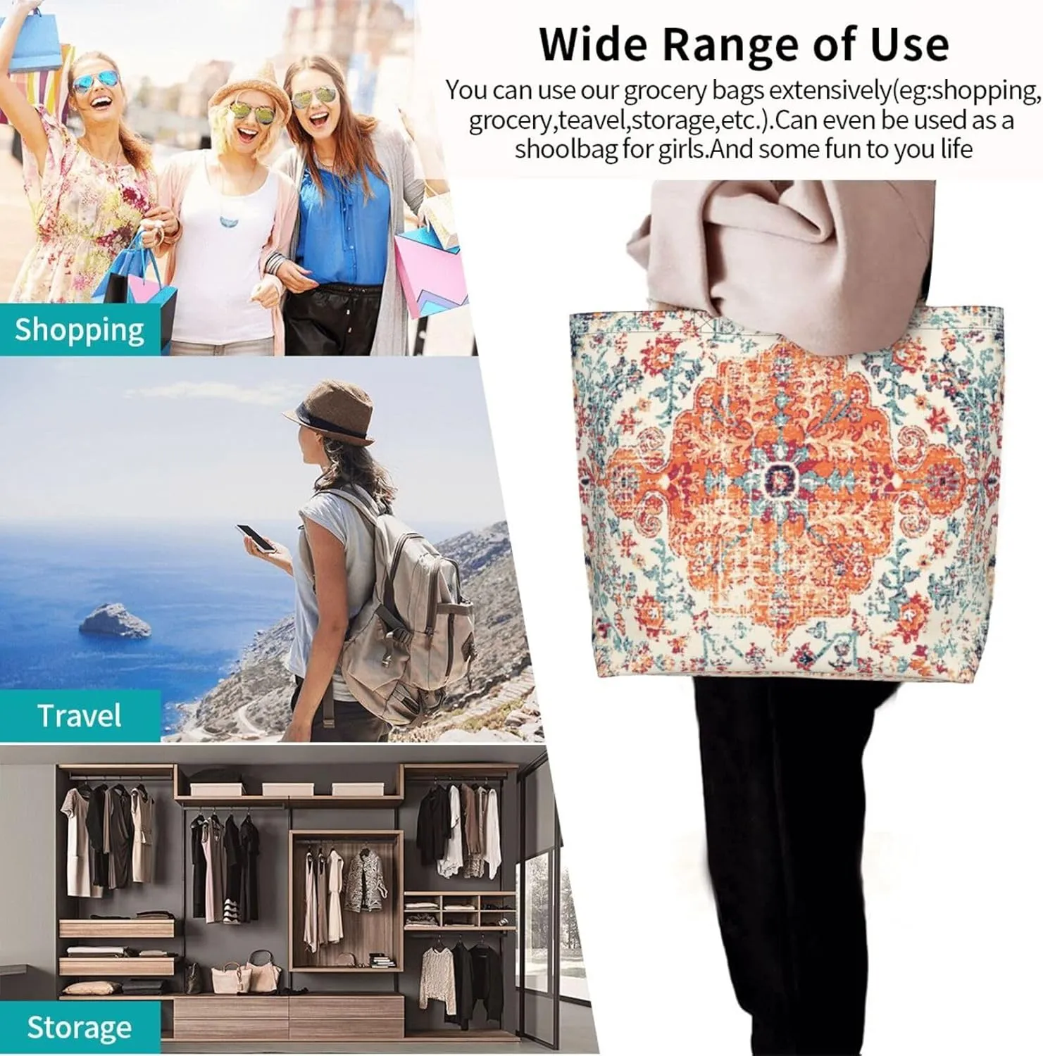 Camouflage Camo Large Tote Bag Casual Shoulder Bags Reusable Grocery Handbag For Women Travel Shopping Gym