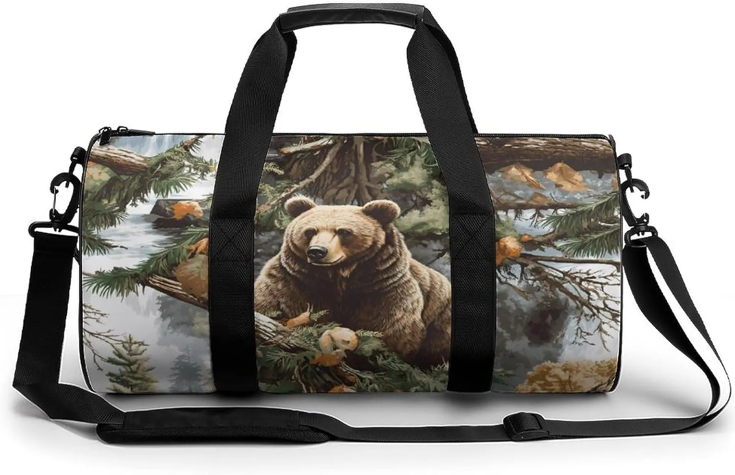 Camouflage Hunting Bear Wild Animal Novelty Large Duffel Bag Lightweight Gym Bag Travel Tote Bags