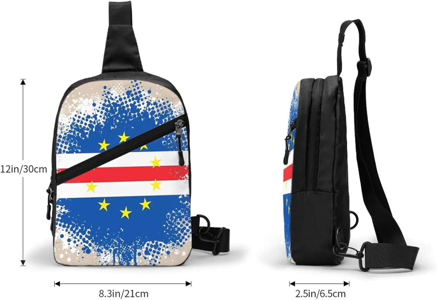 Cape Verde Cabo Verdean Flag Packable Crossbody Bag Portable Sling Bags Foldable Travel Daypack Reusable Sports Shoulder Backpack Diagonally Chest Bag for Workout