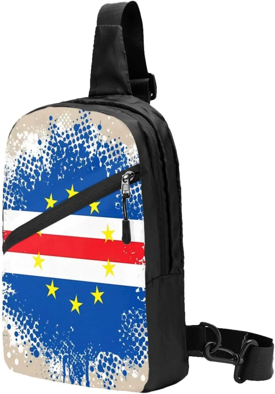 Cape Verde Cabo Verdean Flag Packable Crossbody Bag Portable Sling Bags Foldable Travel Daypack Reusable Sports Shoulder Backpack Diagonally Chest Bag for Workout