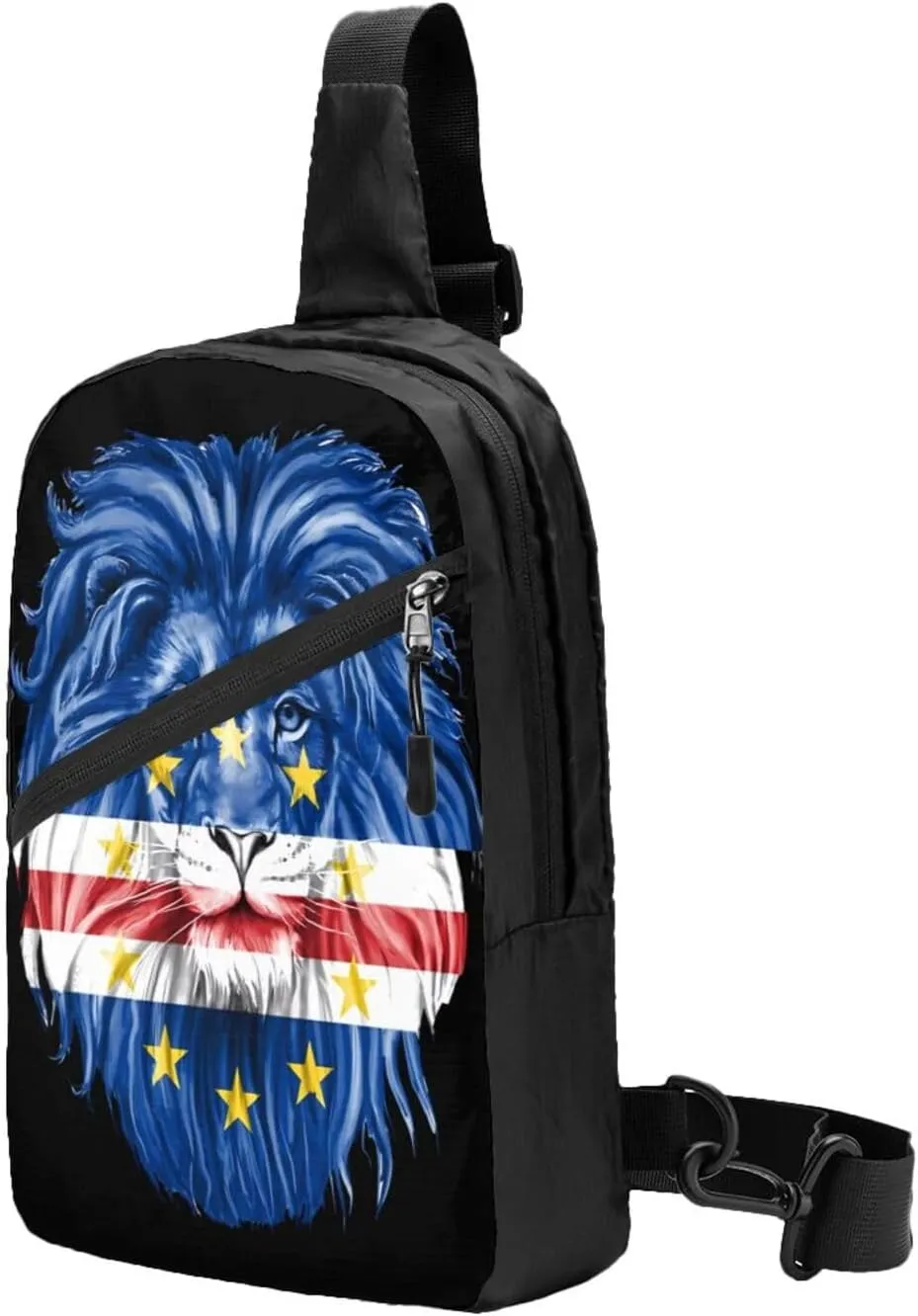 Cape Verde Lion Flag Packable Crossbody Bag Portable Sling Bags Foldable Travel Daypack Reusable Sports Shoulder Backpack Diagonally Chest Bag for Workout