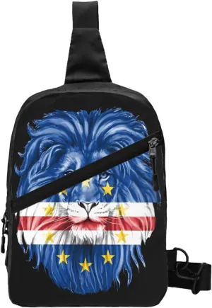 Cape Verde Lion Flag Packable Crossbody Bag Portable Sling Bags Foldable Travel Daypack Reusable Sports Shoulder Backpack Diagonally Chest Bag for Workout
