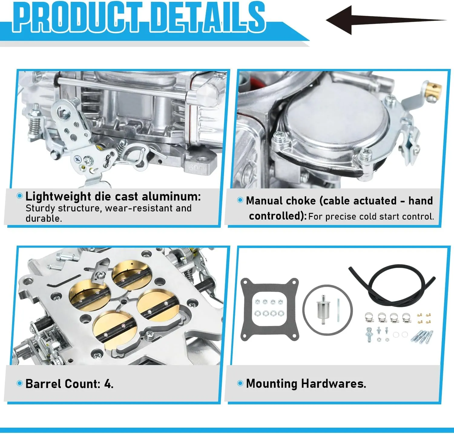 Carburetor 600 CFM for Holley Street Warrior Model 4160 Manual Choke Carb Replace # 0-1850S (600 CFM)