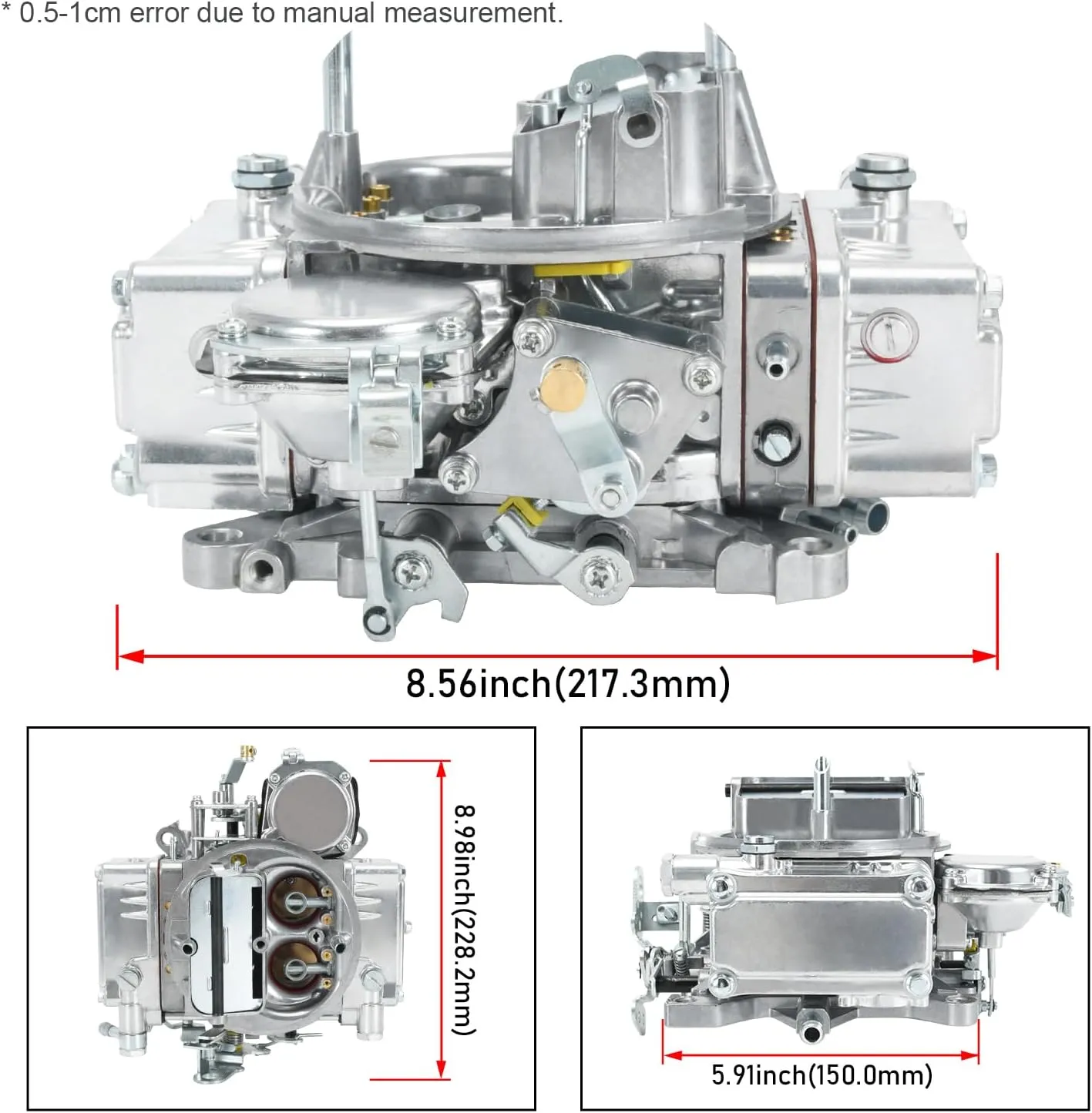 Carburetor 600 CFM for Holley Street Warrior Model 4160 Manual Choke Carb Replace # 0-1850S (600 CFM)