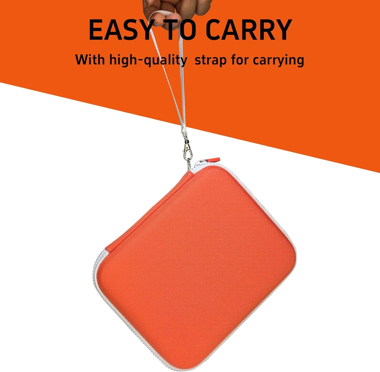 Card Holder for YOTO Player Cards - 120 Pockets Portable Binder with Zipper, Carry Strap & Sleeves for Yoto Player/Mini Audiobook Cards, Travel-Friendly Hard Storage Organizer（Orange）