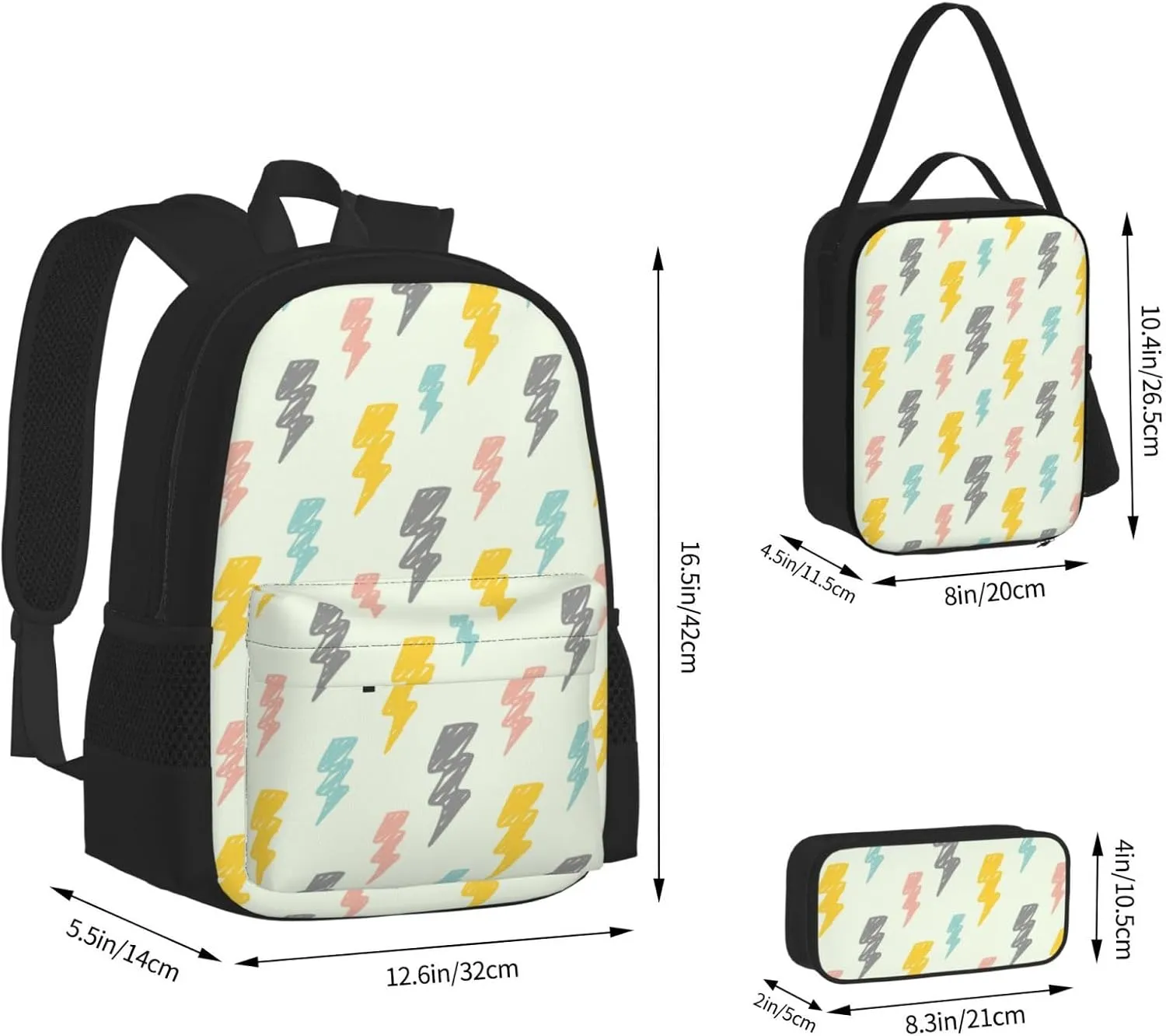 Carton Thunders Multifunctional Pocket Backpack Crossbody Lunch Bag Pencil Case 3Pcs Set Large Capacity Backpack