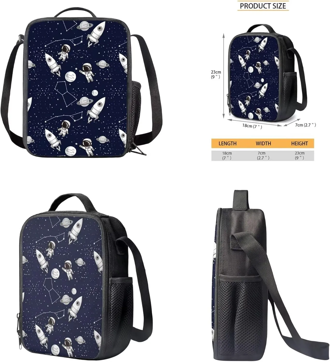 Cartoon Astronauts and Space Backpack with Lunch Box Kindergarten Backpacks Cute Pencil Case Pouch Organizer for School Study Supplies