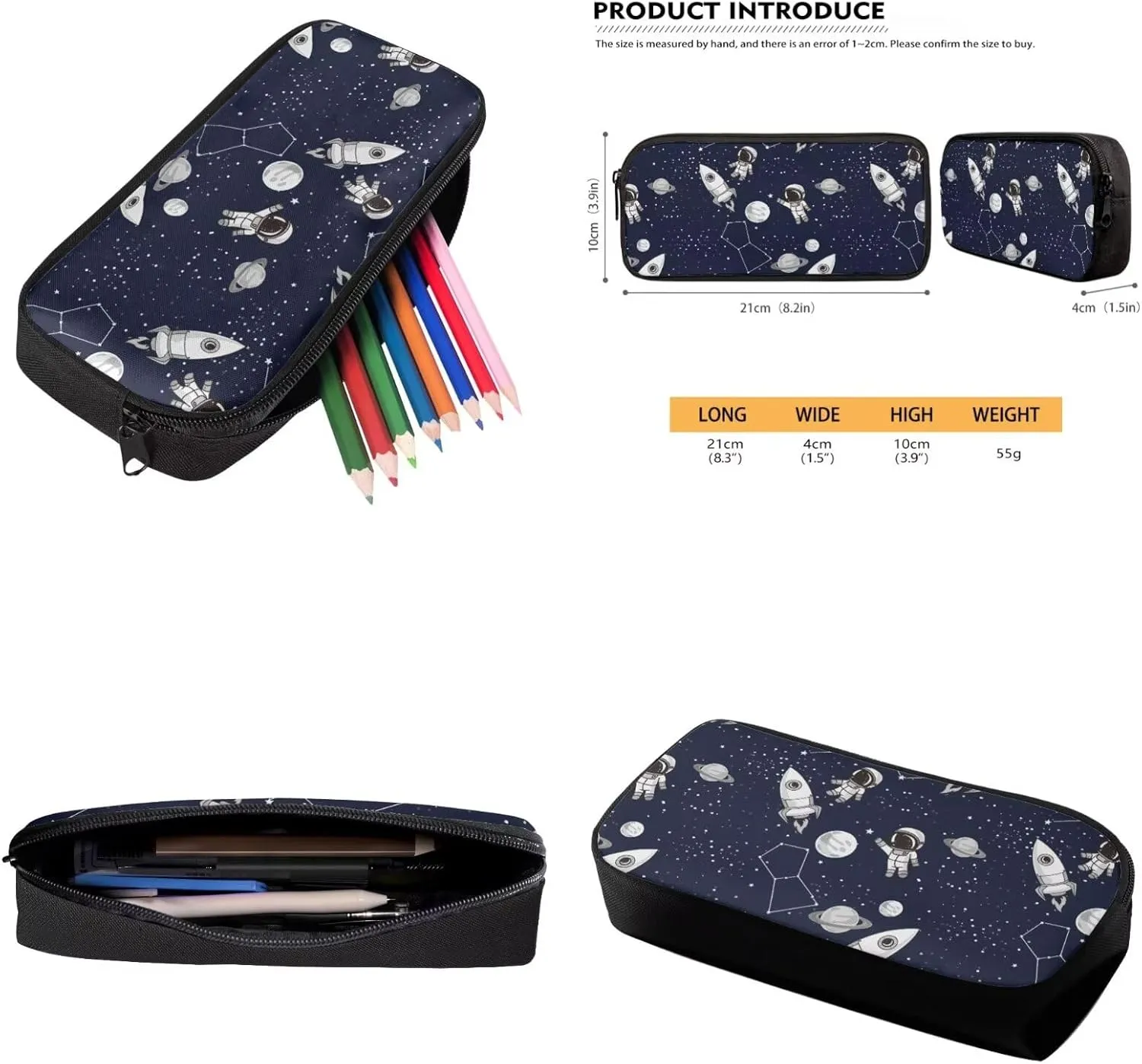 Cartoon Astronauts and Space Backpack with Lunch Box Kindergarten Backpacks Cute Pencil Case Pouch Organizer for School Study Supplies
