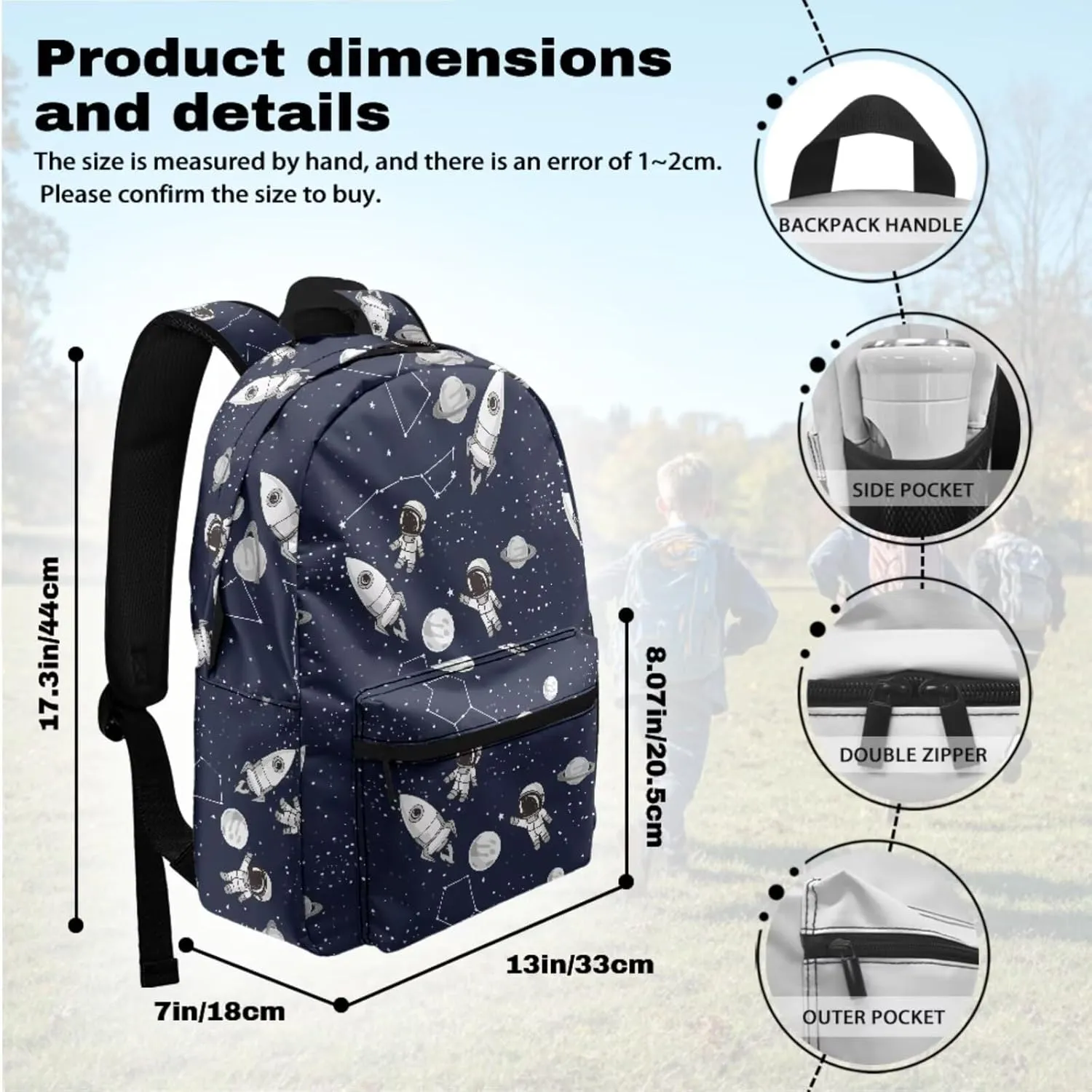 Cartoon Astronauts and Space Backpack with Lunch Box Kindergarten Backpacks Cute Pencil Case Pouch Organizer for School Study Supplies