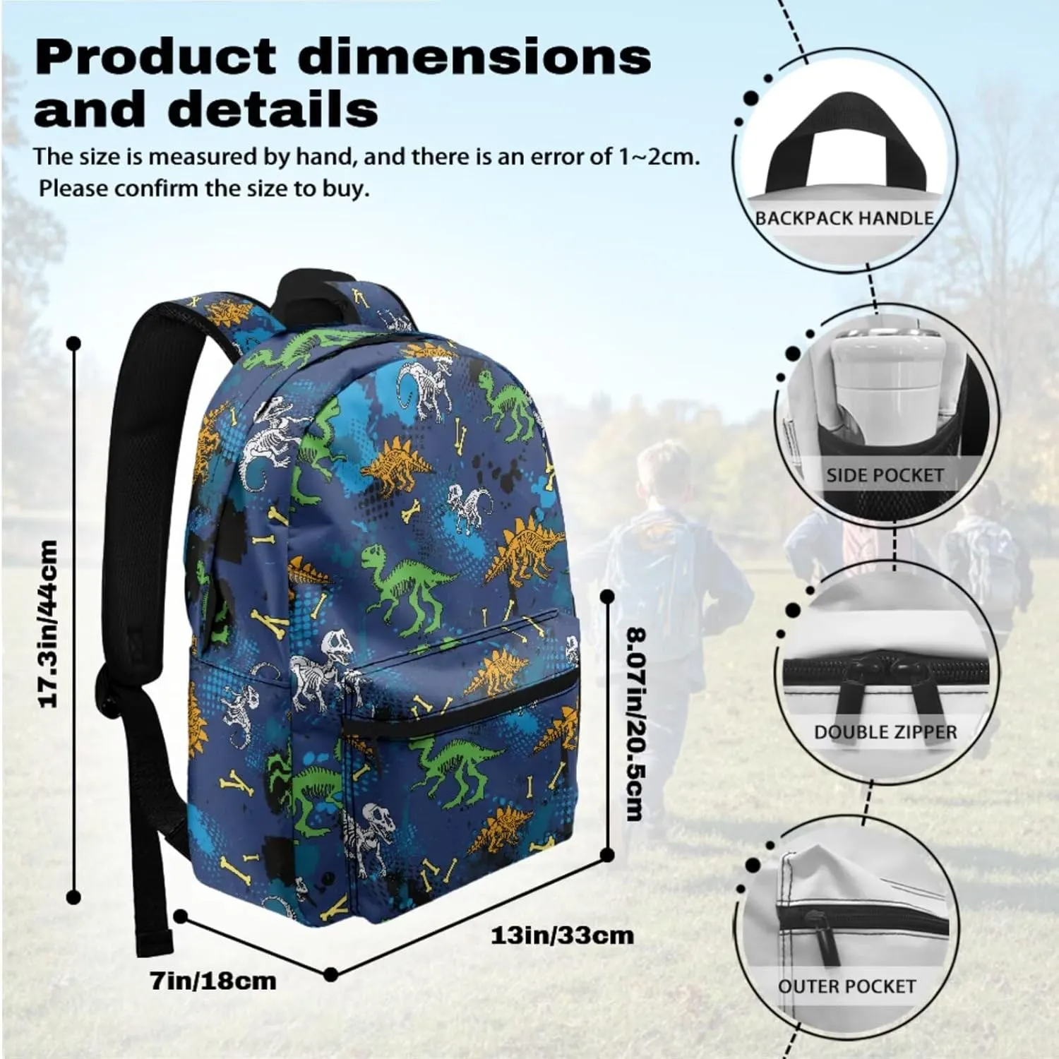 Cartoon Dnosaur Backpacks for 5th Grade Girls Bookbag with Lunch Box and Pencil Case Elementary School Bag for Kids with Lunchbox Pencil Pouch