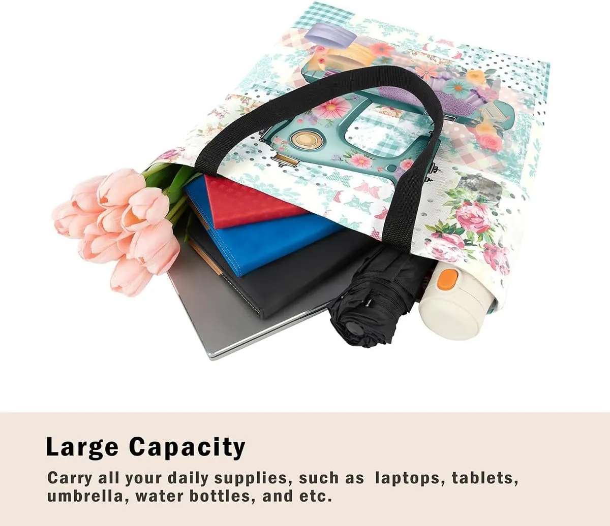 Castle Fairy Vintage Flower Canvas Tote Bag