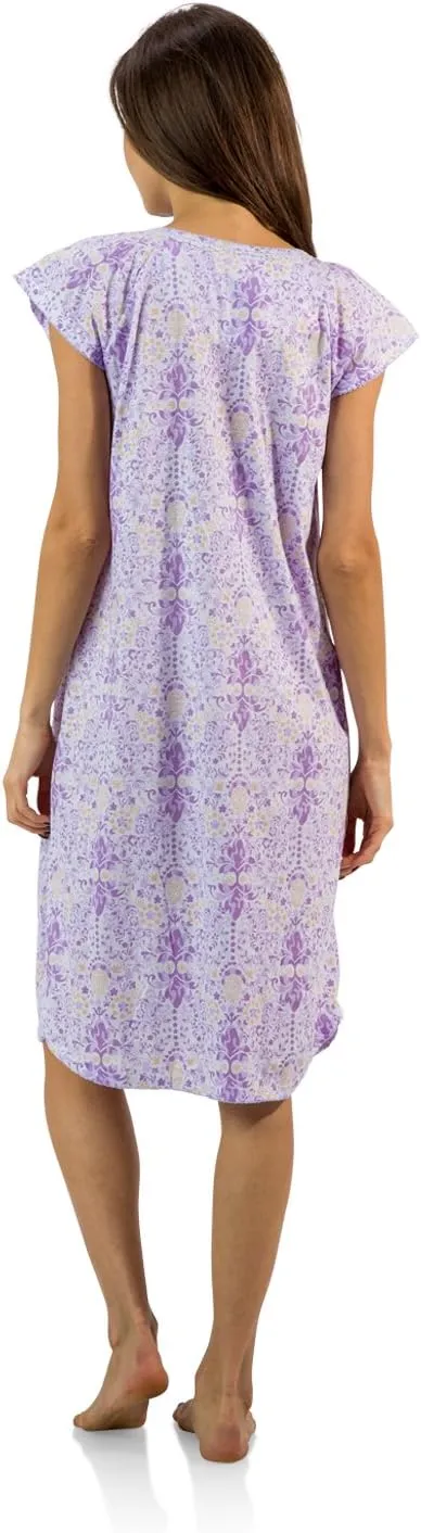Casual Nights Women's Smocked Lace Short Sleeve Nightgown