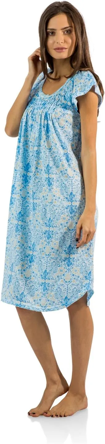 Casual Nights Women's Smocked Lace Short Sleeve Nightgown