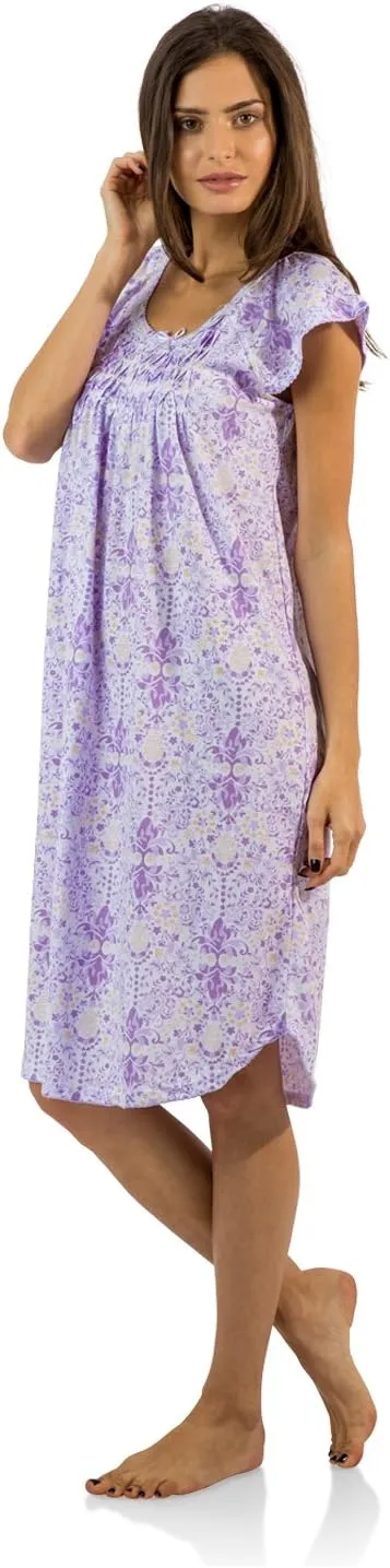 Casual Nights Women's Smocked Lace Short Sleeve Nightgown