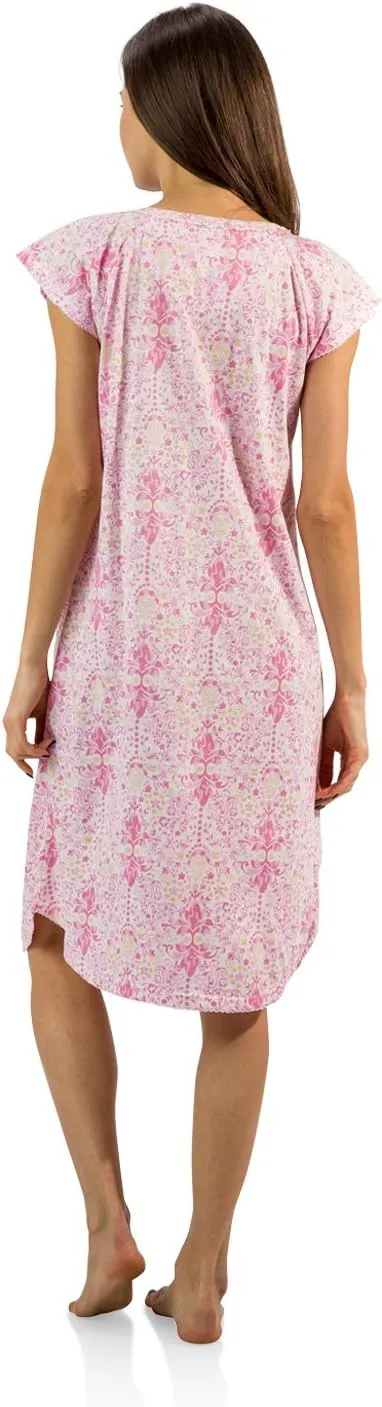 Casual Nights Women's Smocked Lace Short Sleeve Nightgown
