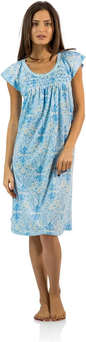 Casual Nights Women's Smocked Lace Short Sleeve Nightgown