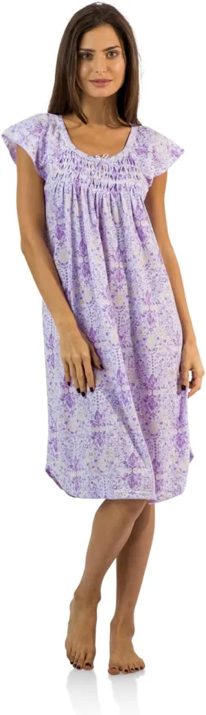 Casual Nights Women's Smocked Lace Short Sleeve Nightgown