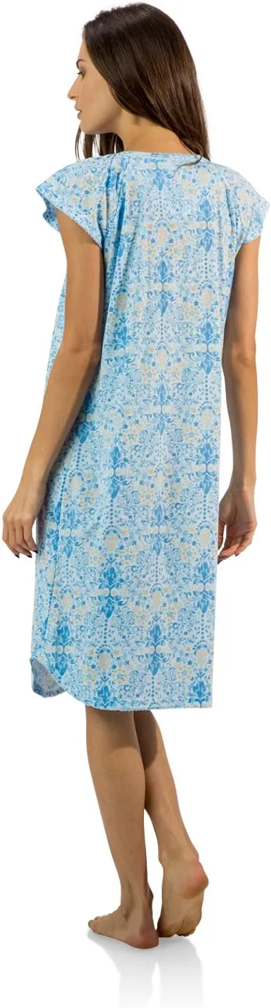 Casual Nights Women's Smocked Lace Short Sleeve Nightgown
