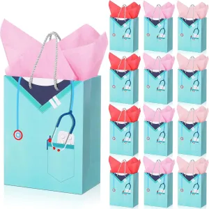 Censen 20 Pcs Nurse Graduation Gifts Bag with Tissue Paper Nurse Doctor Graduation Gift Bag with Handle Nursing Gift Bag for Nurse Doctor Medical School Graduate Occupational Therapist Party Supplies