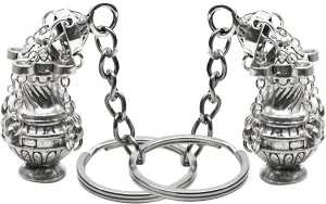 Censer Incense Burner Key Ring Accessory, 2Pcs Silver Christian Faith Keychain Religious Gift, Zinc Alloy Censer Key Ring Chain Ornament Charm for Bag Car Hanging Decoration, 4.52 Inches