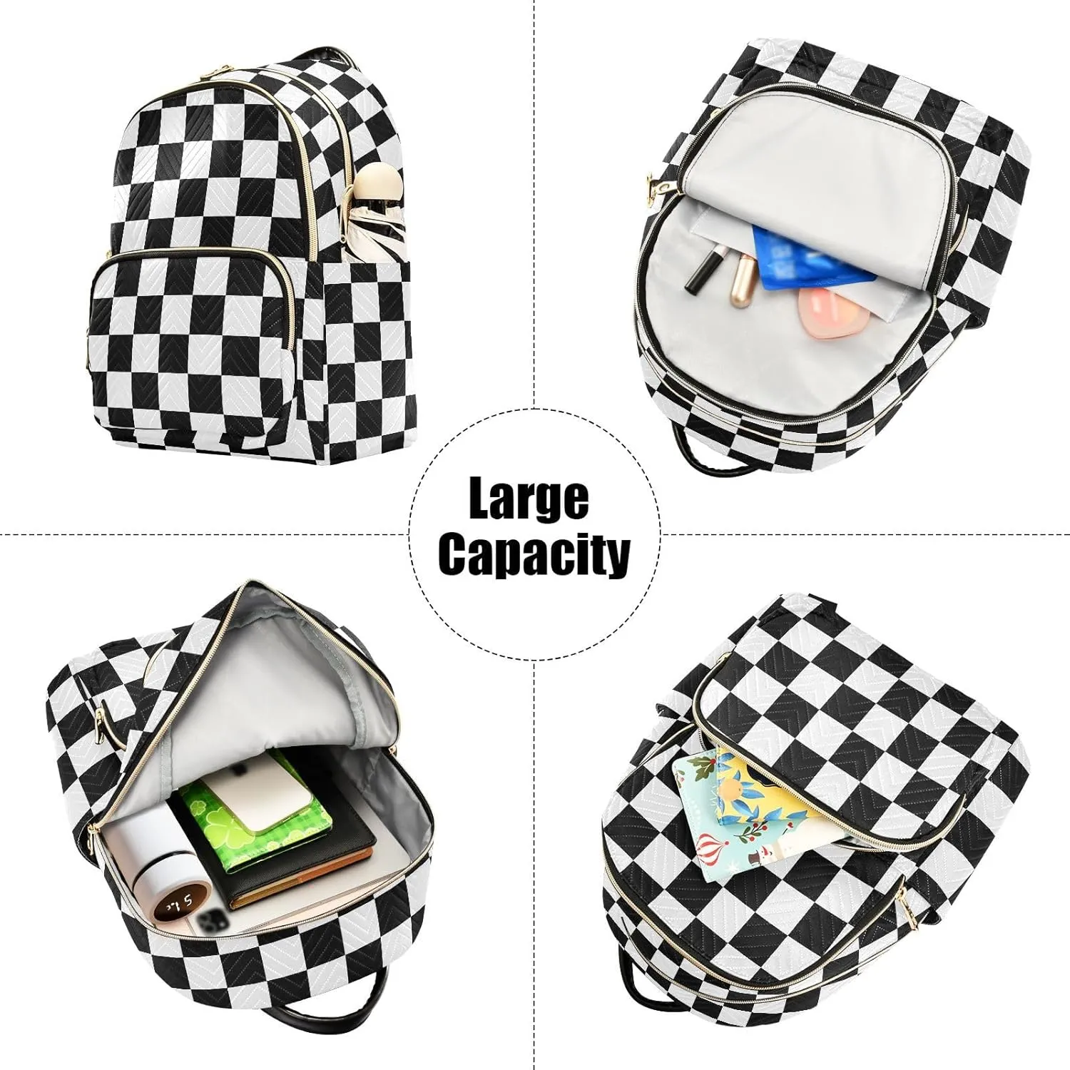 Checkerboard Plaid Backpack Purse for Women Fashion Small Mini Backpack Daypacks Purse Back Pack Weekend Bag,S