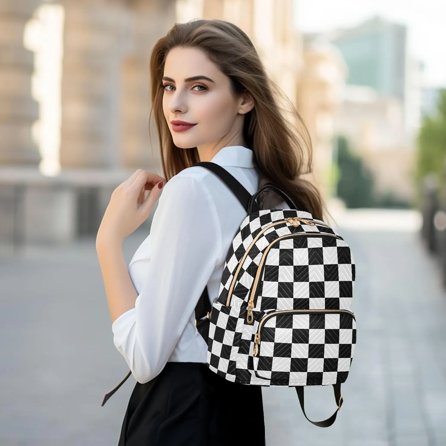 Checkerboard Plaid Backpack Purse for Women Fashion Small Mini Backpack Daypacks Purse Back Pack Weekend Bag,S