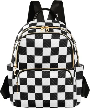 Checkerboard Plaid Backpack Purse for Women Fashion Small Mini Backpack Daypacks Purse Back Pack Weekend Bag,S