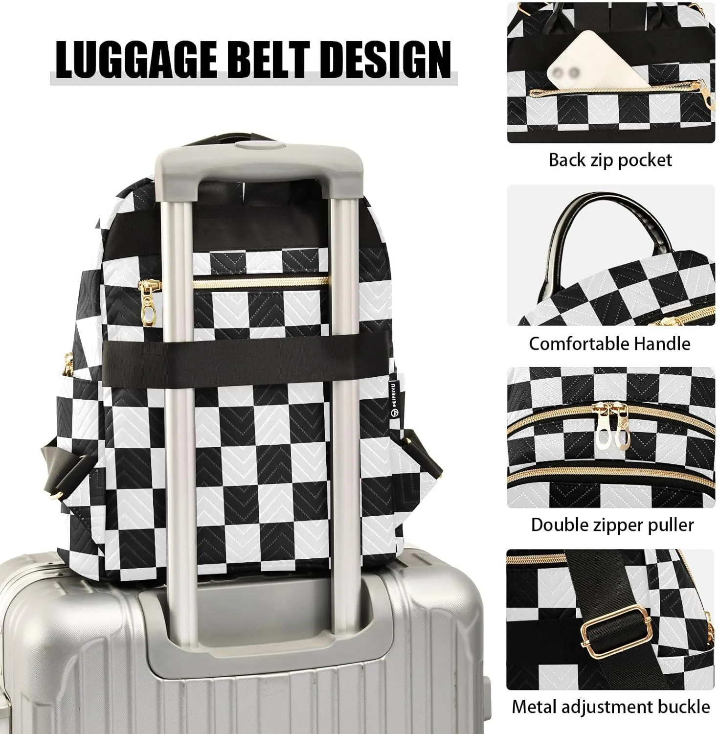 Checkerboard Plaid Backpack Purse for Women Fashion Small Mini Backpack Daypacks Purse Back Pack Weekend Bag,S