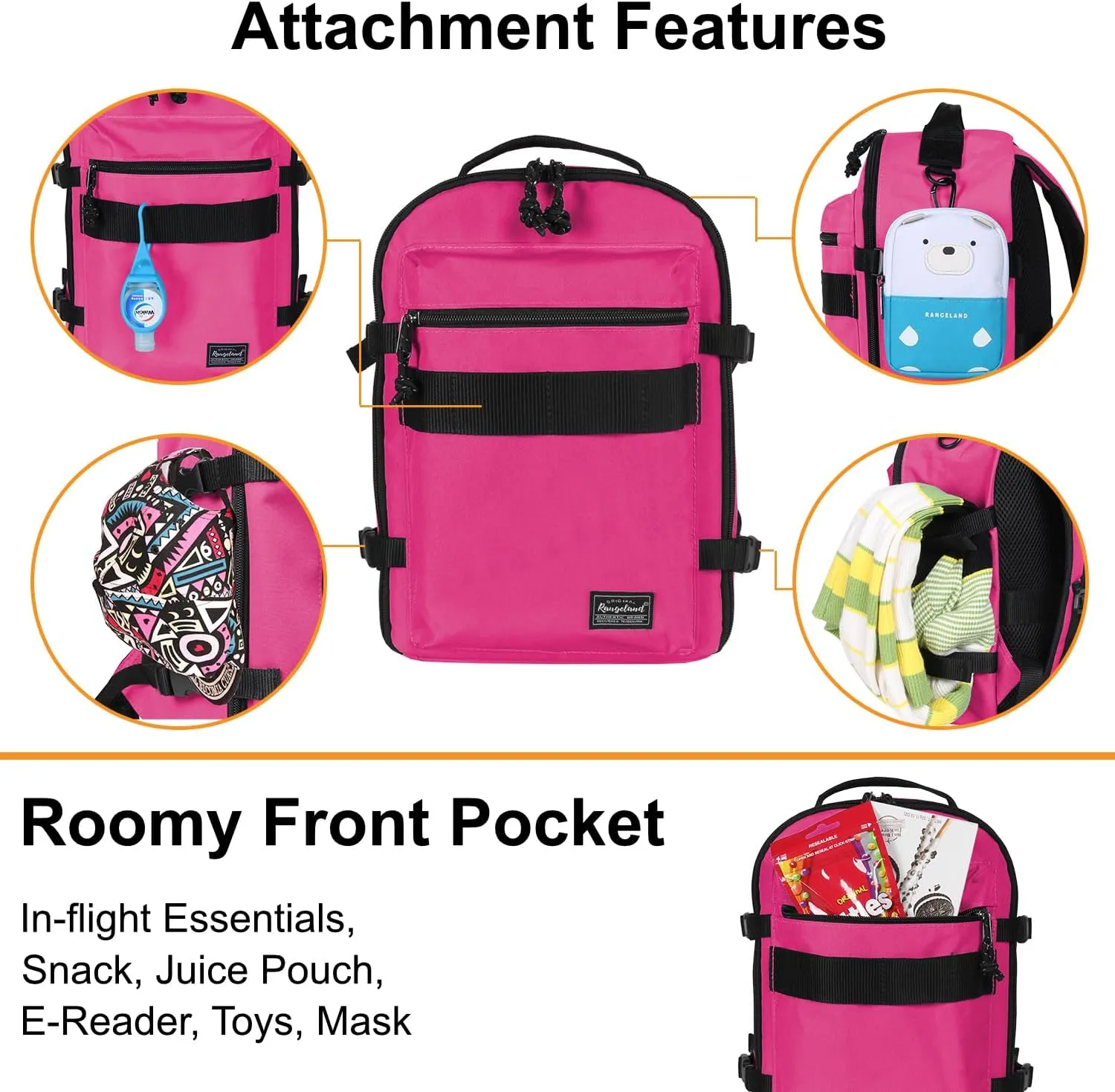 Child's Travel Backpack for Ages 3-6 | Lightweight Suitcase Style Carry-On | 10L Weekender with Tablet Sleeve & Chest Strap | Deep Pink
