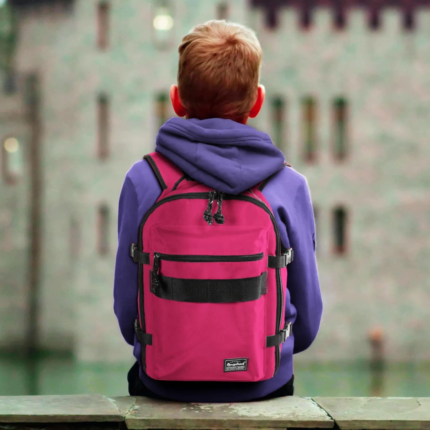 Child's Travel Backpack for Ages 3-6 | Lightweight Suitcase Style Carry-On | 10L Weekender with Tablet Sleeve & Chest Strap | Deep Pink