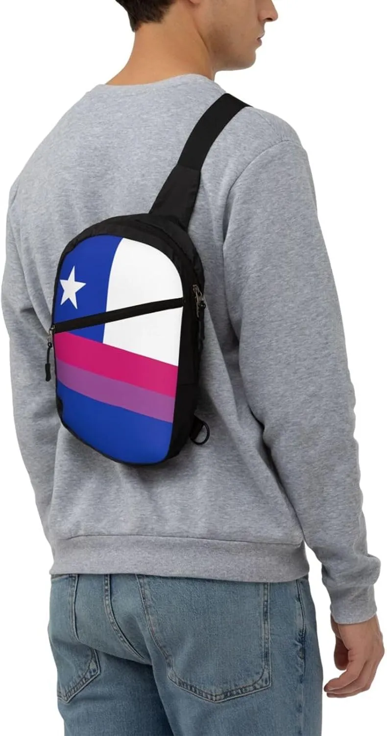 Chile Chilean LGBT Pride Gay Rainbow Trans Flag Crossbody Bag Portable Sling Bags Foldable Chest Daypack Reusable Sports Shoulder Backpack Diagonally Casual Rucksack Travel Bag