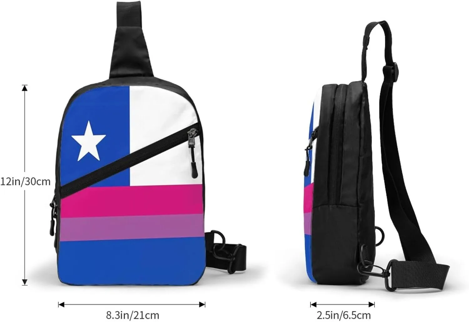 Chile Chilean LGBT Pride Gay Rainbow Trans Flag Crossbody Bag Portable Sling Bags Foldable Chest Daypack Reusable Sports Shoulder Backpack Diagonally Casual Rucksack Travel Bag