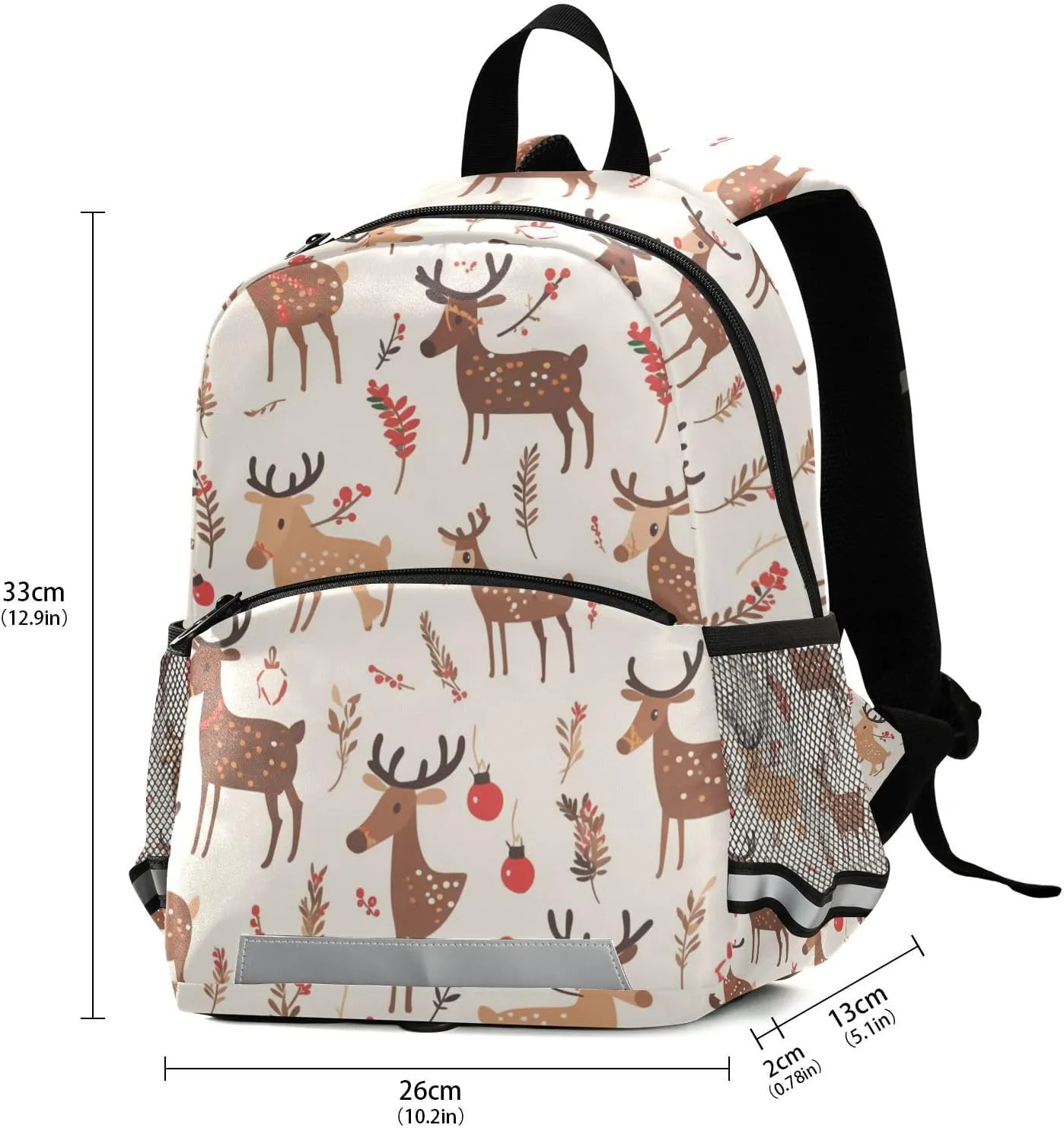 Christmas Pattern Reindeer Kids Backpack Waterproof Cute School Bags Travel Outdoor Daypack