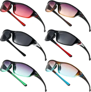 Cindeer 6 Pairs Men's Polarized Sunglasses UV Protection Wrap Around Sports Sunglasses for Hiking Fishing Driving