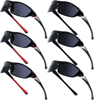 Cindeer 6 Pairs Men's Polarized Sunglasses UV Protection Wrap Around Sports Sunglasses for Hiking Fishing Driving