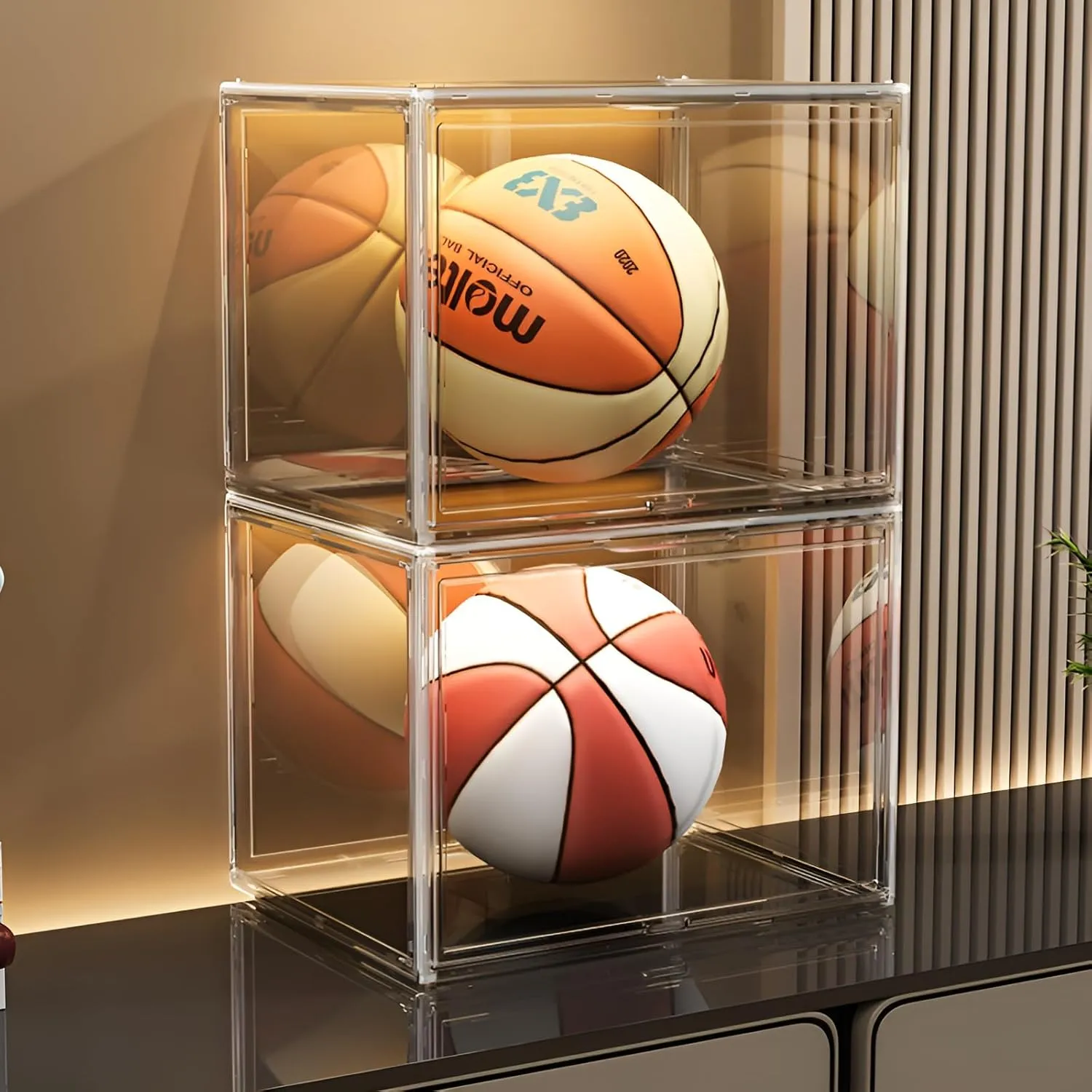 Clear Stackable Plastic Storage Bins with Lid, Dustproof Display Cases, Extra Large Figures Collectibles Showcase, Boot & Shoe Boxes, Helmet Protection Organizer (Transparent, XL-3 Pack)