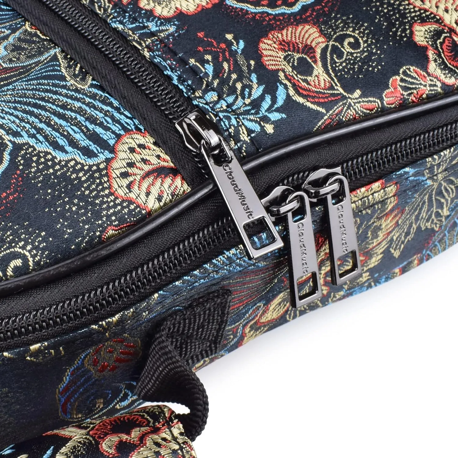 CLOUDMUSIC Ukulele Case Gig Bag Padded Backpack For Soprano 21" Inch(Soprano,Embroider Peacock Flowers)