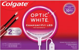 Colgate Optic White ComfortFit LED Teeth Whitening Kit, 2 Whitening Pens, Enamel Safe, Works with iPhone and Android