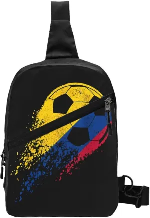 Colombia Soccer Colombian Flag Pride Soccer Player Packable Crossbody Bag Portable Sling Bags Foldable Travel Daypack Reusable Sports Shoulder Backpack Diagonally Chest Bag for Workout