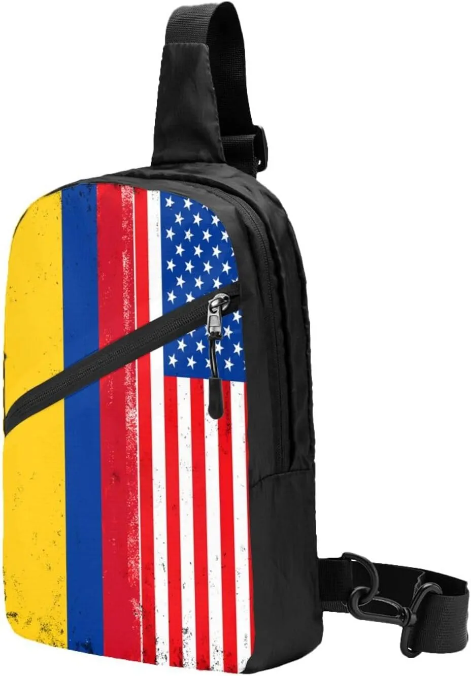 Colombian Colombia American Flag Packable Crossbody Bag Portable Sling Bags Foldable Travel Daypack Reusable Sports Shoulder Backpack Diagonally Chest Bag for Workout